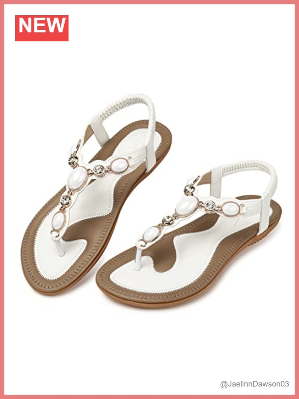 Rhinestone Flat Sandals with Arch Support - Comfort Walking Thong Sandals